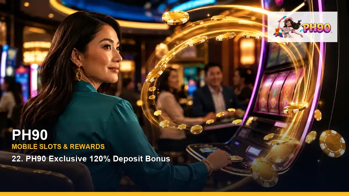 PH90 casino cashback rewards featuring an adult Filipina casino host with a dynamic composition